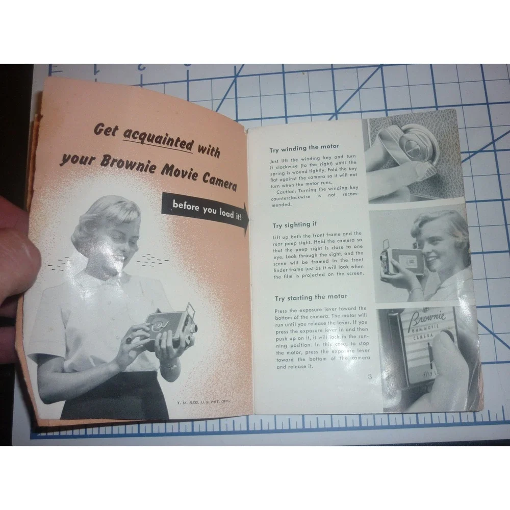 1954 Kodak Brownie 8mm Movie Camera Manual f/1.9 Lens Instruction Booklet